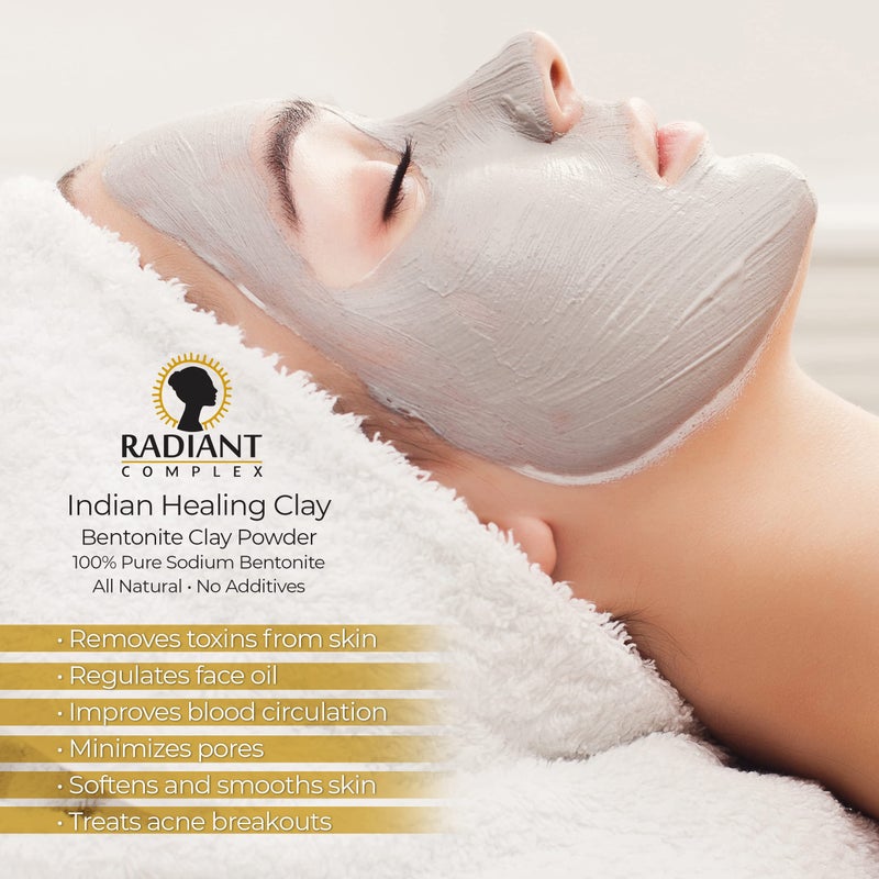 Radiant Complex Sodium Bentonite Clay Powder - Indian Healing Clay - 100% Pure Sodium Bentonite - DYI Clay Face Mask - 5 lbs - Image 3